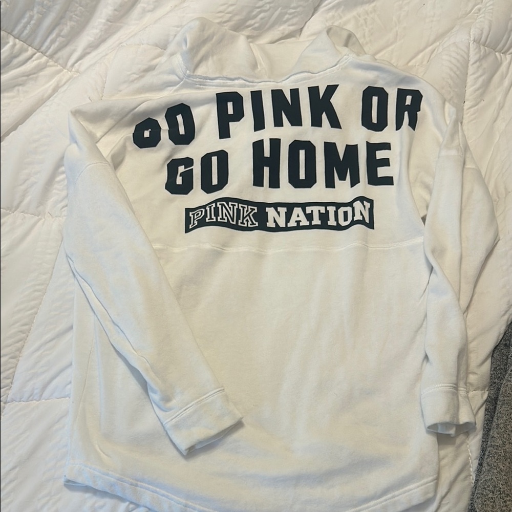 Victoria's Secret White Hoodie with Black Accents